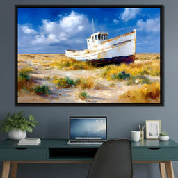 Weathered Coastal Boat Reverie - NicheCanvas