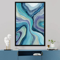 Teal Ocean Geode Layers Flow - NicheCanvas