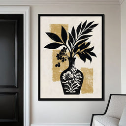 Botanical Vase Silhouette Gold - NicheCanvas