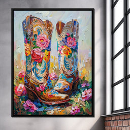 Wildflower Cowboy Boots - Neal Hackett - NicheCanvas