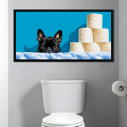 French Bulldog Bathroom Peek - NicheCanvas