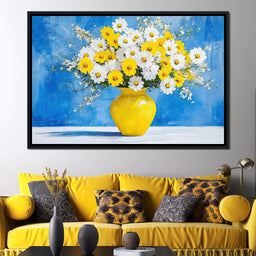 White & Yellow Flowers - NicheCanvas