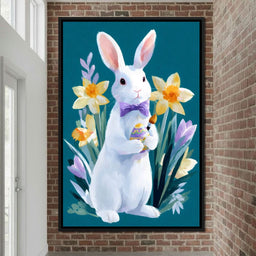 Easter Bunny With Daffodils - NicheCanvas