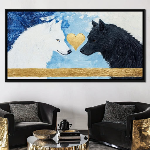 Golden Heart Wolves Canvas Print