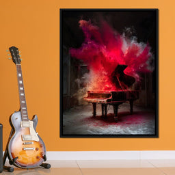 Grand Piano Burst of Vibrant Fire - NicheCanvas