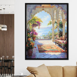 Radiant Terrace by the Sea - NicheCanvas