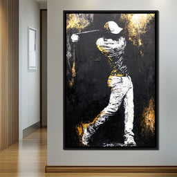 Golf Profile in Black - NicheCanvas