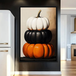 Stacked Pumpkins Harvest Trio - NicheCanvas