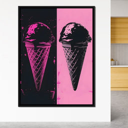 Black Pink Ice Cream Cones - NicheCanvas