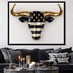 Majestic Gold Horned Bull - NicheCanvas