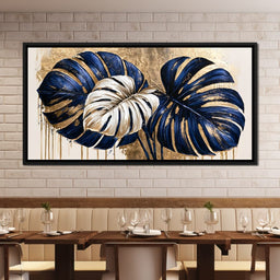 Gilded Monstera Leaves Dancing With Light - NicheCanvas