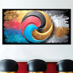 Golden Tricolor Swirl Energy Burst - NicheCanvas
