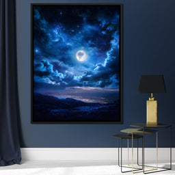 Lunar Glow Above Sleeping Mountains - NicheCanvas