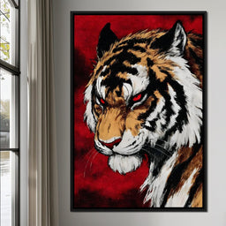 Fierce Tiger Red Eyes Roar - NicheCanvas