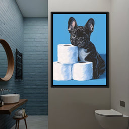 Frenchie Guarding Toilet Rolls - NicheCanvas