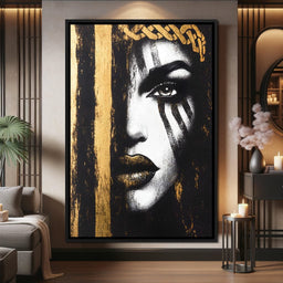 Golden Gaze Enigma Portrait - NicheCanvas