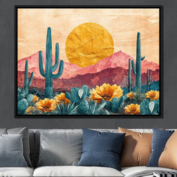 Desert Bloom Sunlit Peaks - NicheCanvas