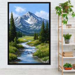 Alpine Peak River Meadow Sky - NicheCanvas