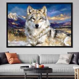 Golden Alpine Wolf Portrait - Neal Hackett - NicheCanvas