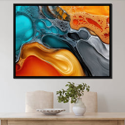 Teal And Ember Pour - TooplesArt - NicheCanvas