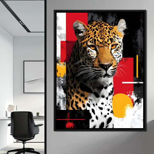 Modern Leopard Portrait Noir Gold Canvas Print