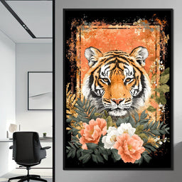Tiger Majesty Floral Harmony - NicheCanvas