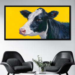 Bovine Dreams on Bright Yellow - NicheCanvas