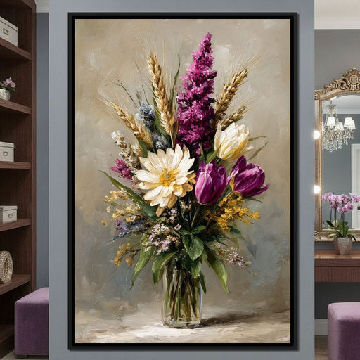 Spring Bouquet on Beige Background Canvas Print