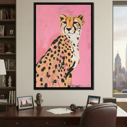 Cheetah Safari Elegance on Pink - NicheCanvas