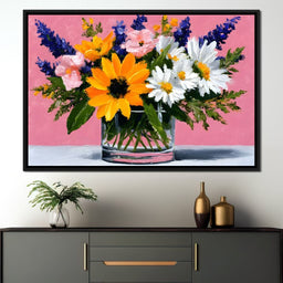 Pink Bouquet Sunflower Daisies - NicheCanvas