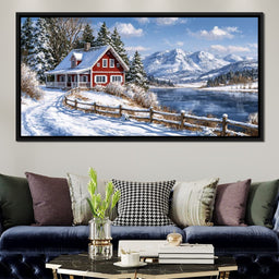 Solitude Beside The Frozen Mountain Lake - NicheCanvas