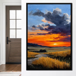 Golden Prairie Sunset Skystorm - NicheCanvas