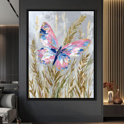 Pastel Butterfly Meadow Painting - NicheCanvas