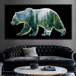 Forest Bear River Silhouette - NicheCanvas