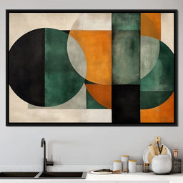 Geometric Ochre Jade Balance - NicheCanvas