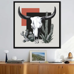 Modern Desert Longhorn Geometry - NicheCanvas