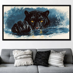 Panther's Luminous Gaze - NicheCanvas