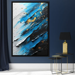 Sapphire Strokes Gold Specks 1 - NicheCanvas