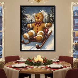 Snowy Sled Ride Gingerbread Joy - NicheCanvas