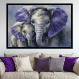 Tender Elephant Family Portrait - NicheCanvas