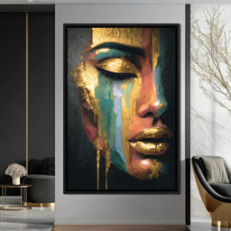 Golden Radiant Abstract Face - NicheCanvas