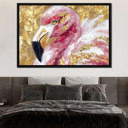 Gilded Flamingo Portrait - NicheCanvas