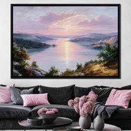 Pastel Sunrise Over Lake Fjord - NicheCanvas