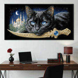 Moonlit Panther Of Golden Minarets - NicheCanvas
