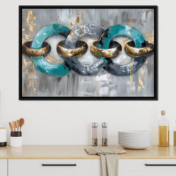 Aqua Gold Swirl Harmony - NicheCanvas