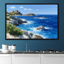 Rocky Coastline Ocean View Oil Painting - NicheCanvas