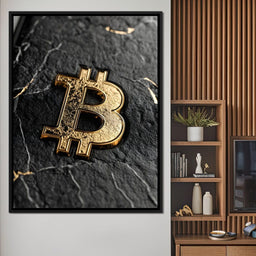 Golden Bitcoin Luxe Marble Icon - NicheCanvas