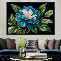 Flourishing Blue Elegance - NicheCanvas