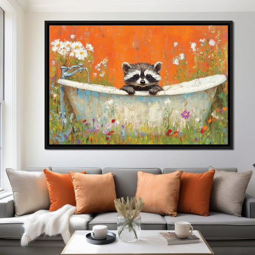 Raccoon Bath Canvas Print