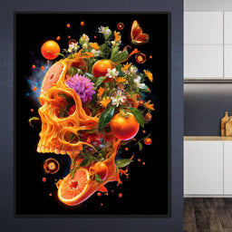 Floral Citrus Skull Energy Burst - NicheCanvas
